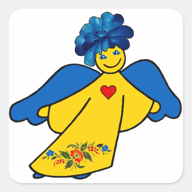 Sticker Carré Un ange à coeur ouvert (Devant)