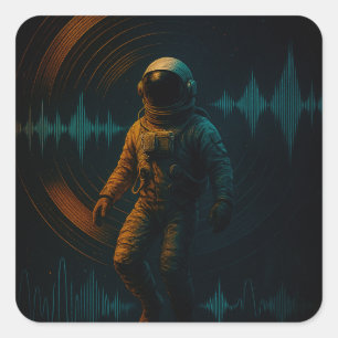 Sticker Carré Un astronaute flottant dans l'art sonore de Glitch
