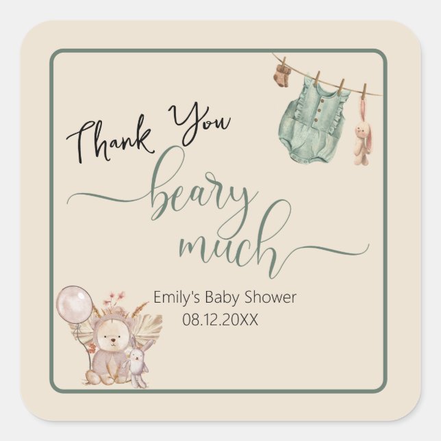 Sticker Carré Un Baby shower d'attente neutre pour les femmes (Devant)