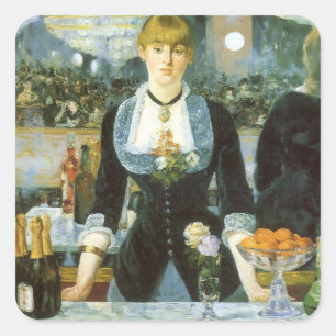 Sticker Carré Un bar aux Folies Bergère d'Édouard Manet