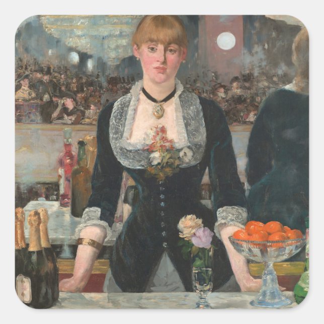 Sticker Carré Un bar aux Folies-Bergère Edouard Manet (Devant)