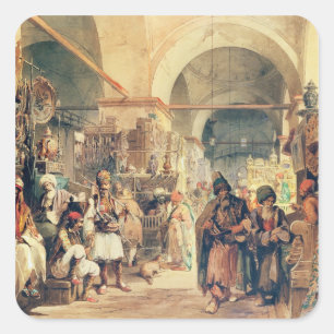 Sticker Carré Un bazar turc, 1854 (crayon et avec papier)