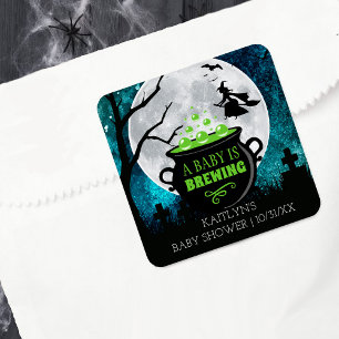 Sticker Carré Un bébé brasse un Baby shower d'Halloween