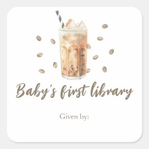 Sticker Carré Un bébé prépare du café - la première bibliothèque
