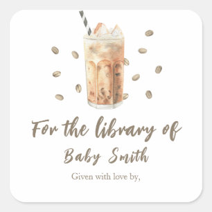 Sticker Carré Un bébé prépare du café - pour la bibliothèque de