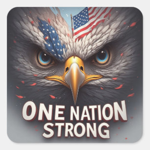Sticker Carré Un Cadeau Patriotique Drapeau USA Une Nation Forte