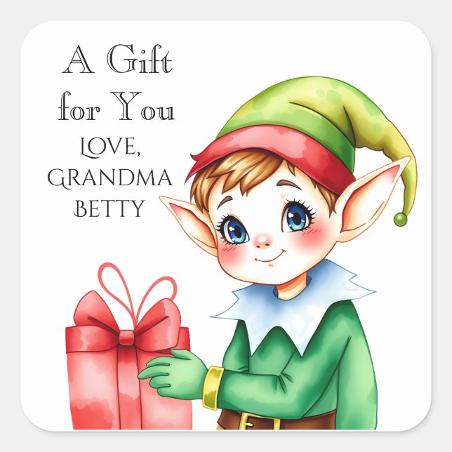 Sticker Carré Un cadeau pour vous | Noël personnalisé (Devant)