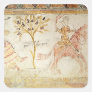 Sticker Carré Un chevalier portant une torche flamboyante