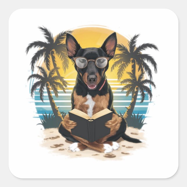 Sticker Carré Un chien d'attraction allemand portant des lunette (Devant)