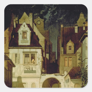 Sticker Carré Un coin d'une ville allemande au clair de lune