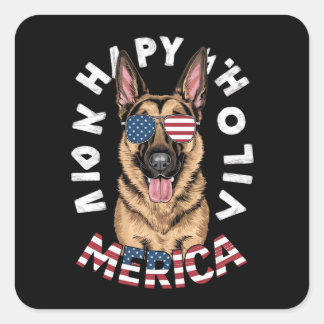 Sticker Carré Un dessin animé de German Shepherd aux couleurs du