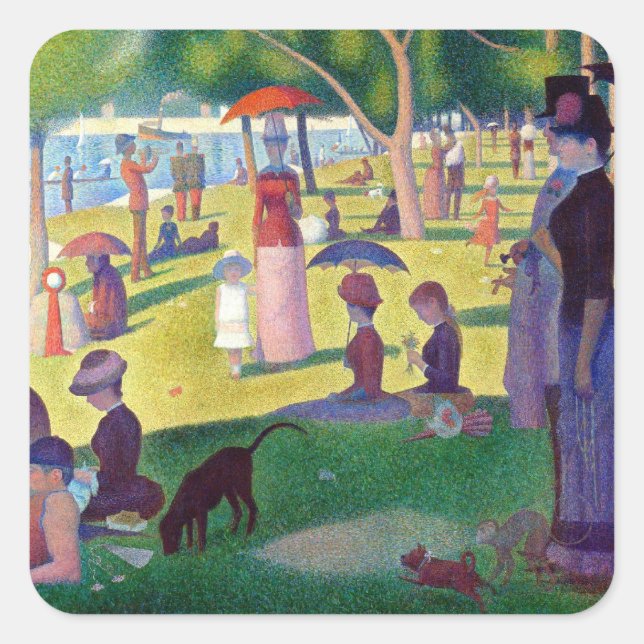 Sticker Carré Un dimanche après-midi à La Grande Jatte par Seura (Devant)