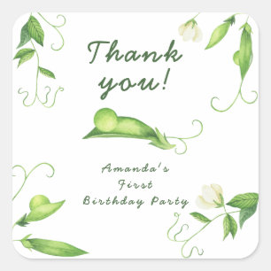 Sticker Carré Un doux pois premier anniversaire