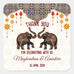 Sticker Carré Un éléphant indien originaire mariage indien perso