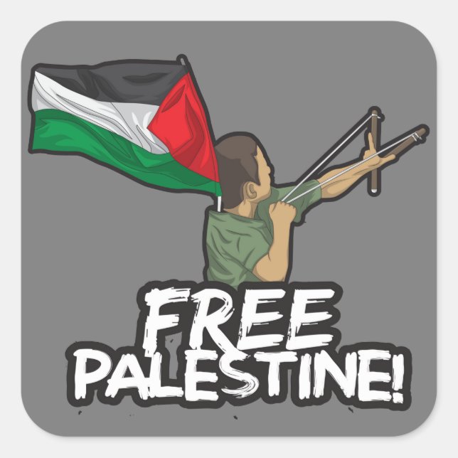 Sticker Carré Un enfant-drapeau du Résister Palestinien Liberté  (Devant)