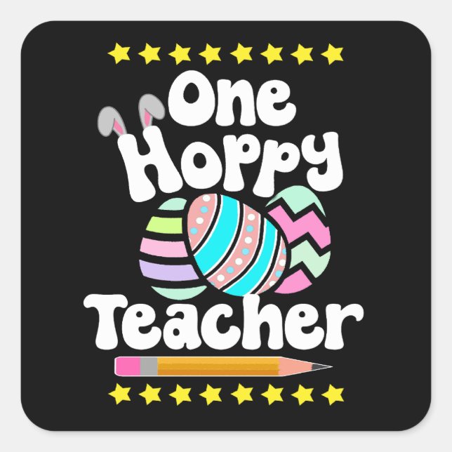 Sticker Carré Un enseignant Hoppy Tutor Eggcellable Pâques Fun (Devant)