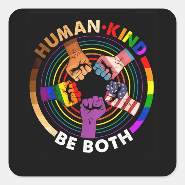 Sticker Carré Un Être Humain Soit À La Fois Mignonne LGBTQ (Devant)