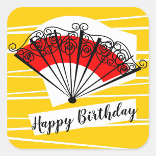 Sticker Carré Un fan espagnol heureux carré d'anniversaire