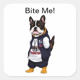 Sticker Carré Un gangster français bulldog nommé Max