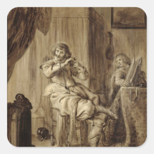 Sticker Carré Un gentilhomme à sa toilette, 1660