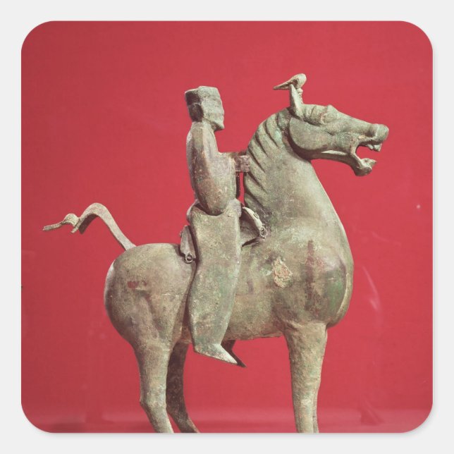 Sticker Carré Un homme à cheval de Wu-wei, Kansu (Devant)