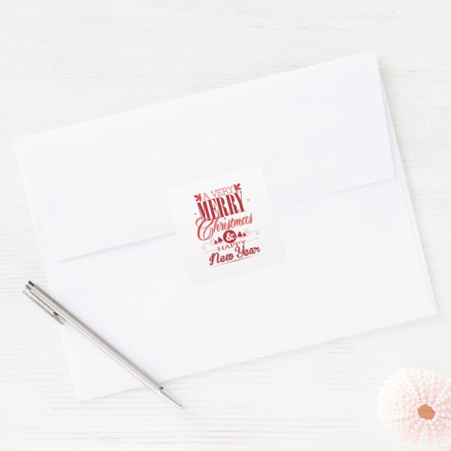 Sticker Carré Un joyeux Noël et une bonne année (Enveloppe)