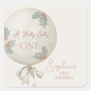 Sticker Carré Un joyeux Noël UNIQUE Vintage Ballon Anniversaire