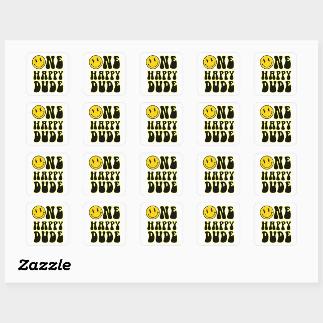 Sticker Carré Un joyeux T-shirt mec (Feuille)