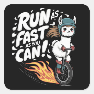 Sticker Carré Un lama chevauchant une monocycle