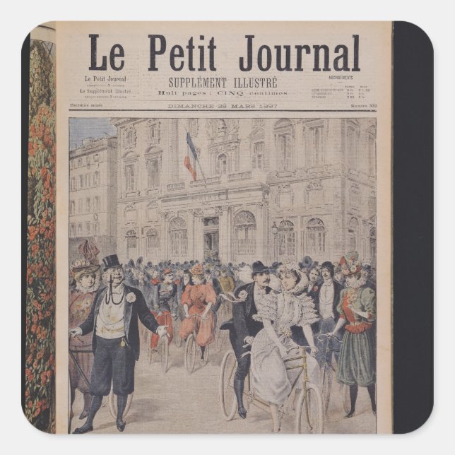 Sticker Carré Un Mariage à vélo (Devant)