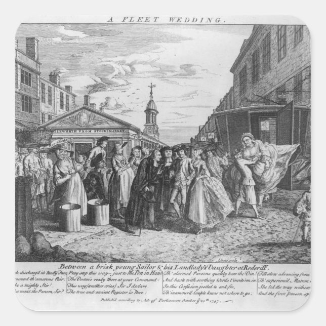 Sticker Carré Un Mariage de flotte, 1747 (Devant)