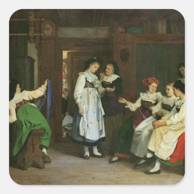 Sticker Carré Un Mariage en Basse-Alsace (Devant)