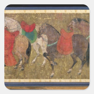 Sticker Carré Un marié avec des chevaux
