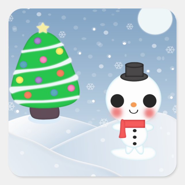 Sticker Carré Un Noël très kawaii (Devant)