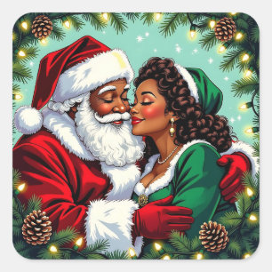 Sticker Carré Un Noël vintage de M. et Mme Claus