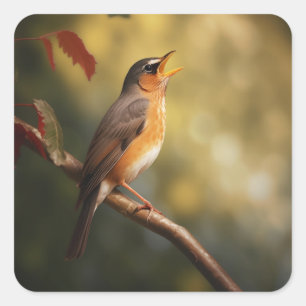 Sticker Carré Un oiseau qui chante le matin