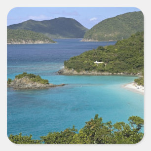 Sticker Carré Un paysage de Caneel Bay depuis une route à St. Jo