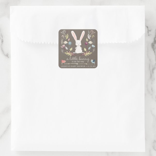 Sticker Carré Un Petit Baby shower De Lapin Privilégié (Sac)