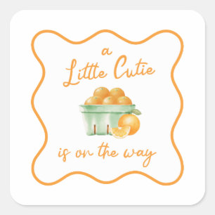 Sticker Carré Un petit baby shower orange
