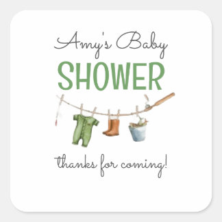 Sticker Carré Un Petit Baby shower Pêcheur