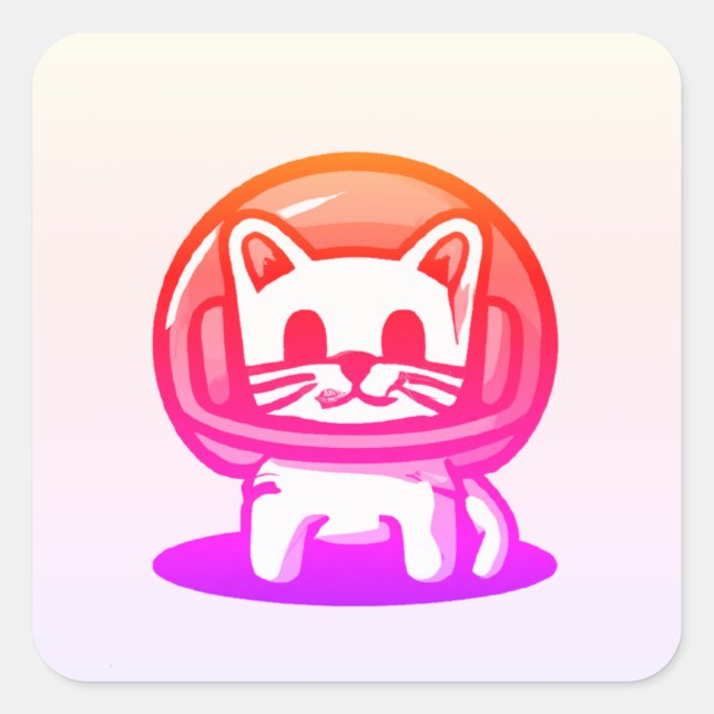 Sticker Carré Un petit chat astronaute (Devant)