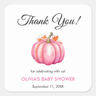 Sticker Carré Un Petit Citrouille Automne Automne Baby shower Fi