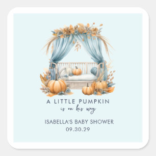 Sticker Carré Un Petit Citrouille Est En Chemin De Baby shower G