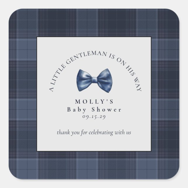 Sticker Carré Un petit homme est en chemin Baby shower (Devant)
