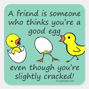 Sticker Carré Un Peu Cracké Ami Meilleur Dit