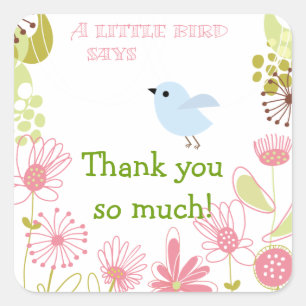 Sticker Carré Un peu de Merci d'oiseaux bleu