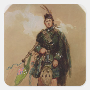 Sticker Carré Un piper des 79e Highlanders à Chobham