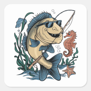 Sticker Carré un poisson souriant