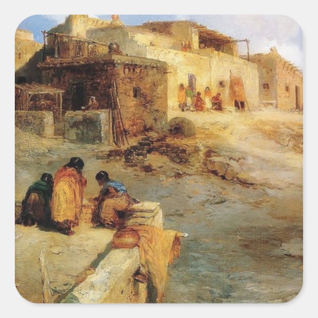 Sticker Carré Un Pueblo indien Laguna Nouveau-Mexique - 1906 (Devant)