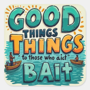 Sticker Carré Un rappel de pêche amusant